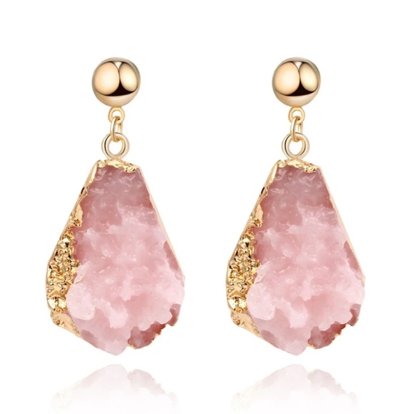 Druzy aguta drusy earring blue turquoise - Picture 2 of 7